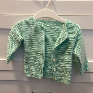 Green Hand Knit Baby Cardigan